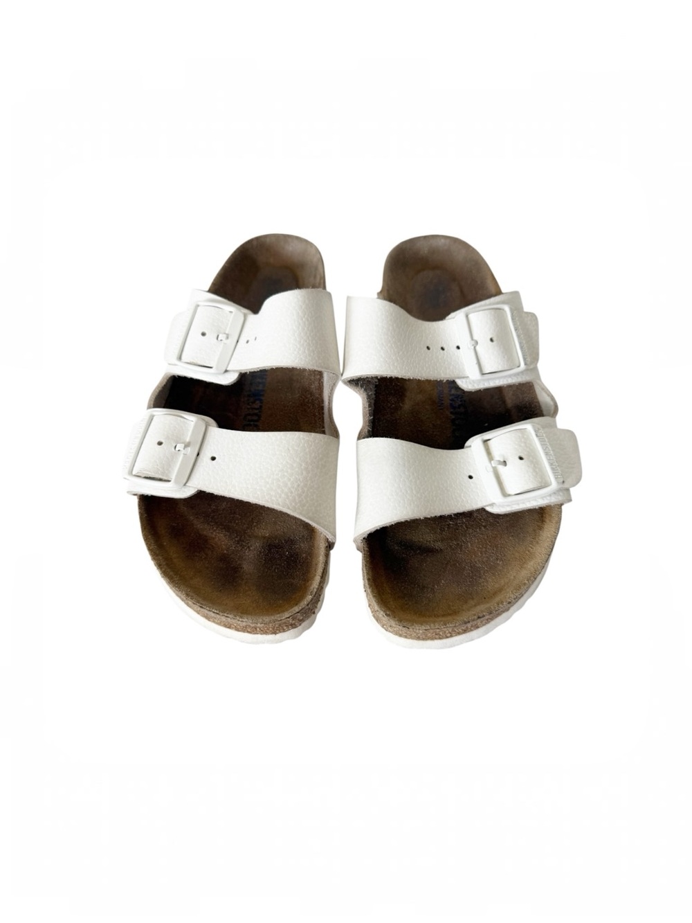 Birkenstock Womens Arizona‎ Leather Eggshell White Comfort Sandal Size 8